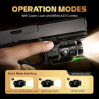 WARRIORLAND MB3 Pistol Light and Kydex Holster with Claw, Fits Taurus G2C/G3C/PT111 G2/PT140 G2, Compact 500-Lumen Universal Rail Mounted Tactical Weapon Light with Green Laser &White LED Flashlight - WARRIORLAND