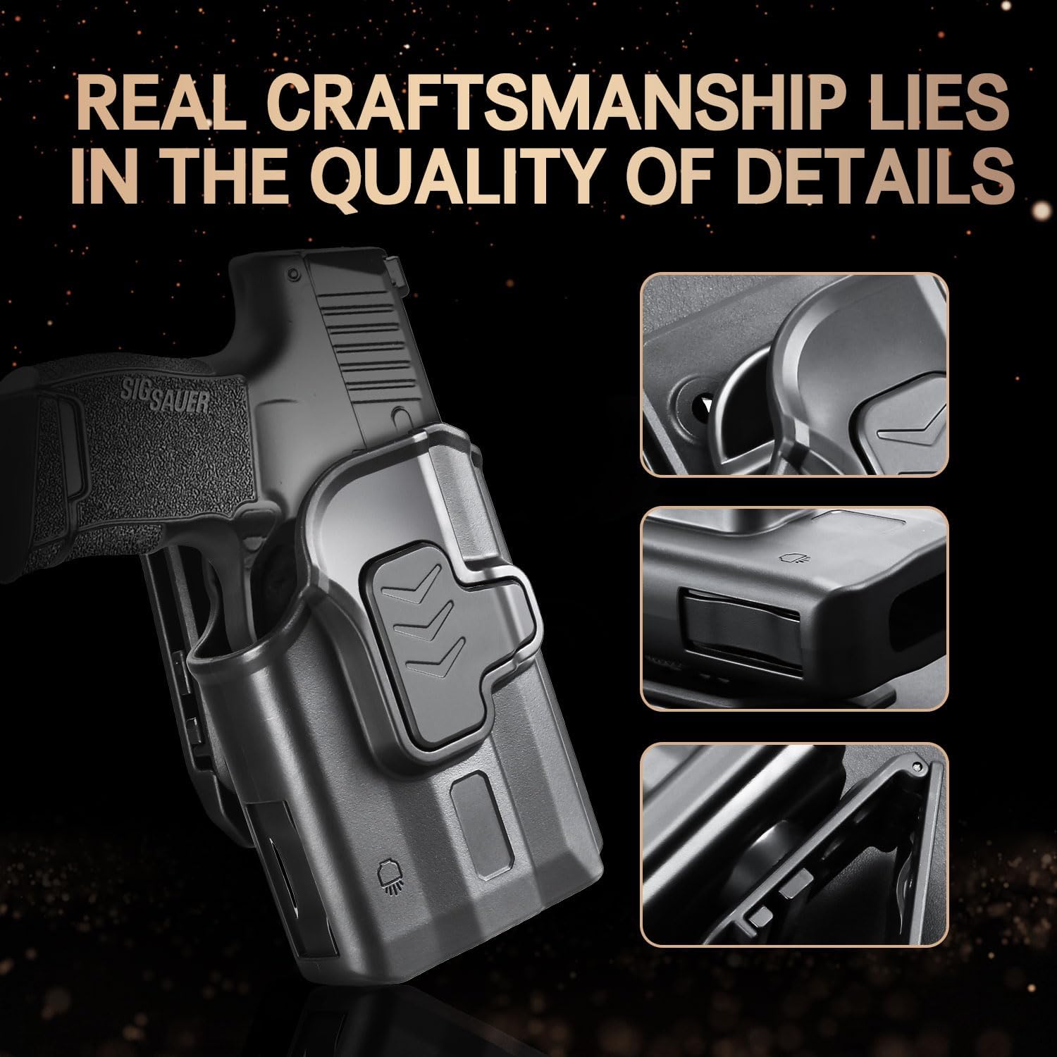 WARRIORLAND P365 TLR-6 OWB Holster Index Finger Release Fit Sig Sauer P365 Nitron Micro-Compact/P365 SAS with Streamlight TLR-6/TLR-6HL/TLR-6HL, 360 Degree Adj. Belt Clip Fit 1.5-2.25 Inch Belt, Right Hand - WARRIORLAND