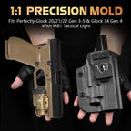 WARRIORLAND FDE MB1 Pistol Light & Holster Combo, Fit for Glock 20/21/22 Gen 3-5 & Glock 34 Gen 4, Compact 500-Lumen Rail Mounted Tactical Weapon Light with Red Laser & White LED, Power Indicator - WARRIORLAND