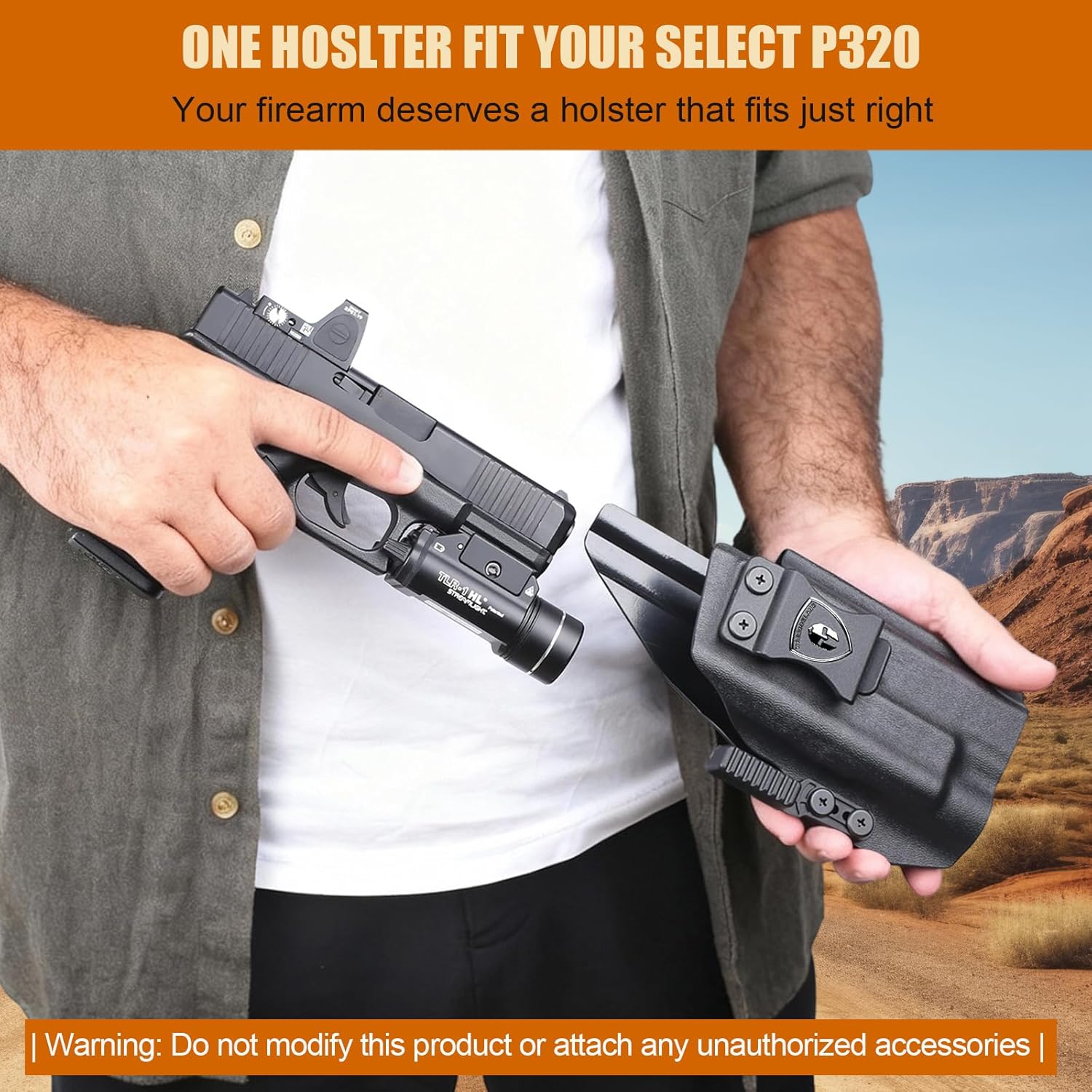 Glock 17/19 Gen3-6 / G19X / 44/45 / G34 Gen4-5 IWB Kydex Holster w/Claw - TLR-1 / TLR-1 HL / HL-X / HP-X / TLR-1s Light Bearing, Optic Cut, Adj. Retention & Cant, Right Hand - WARRIORLAND