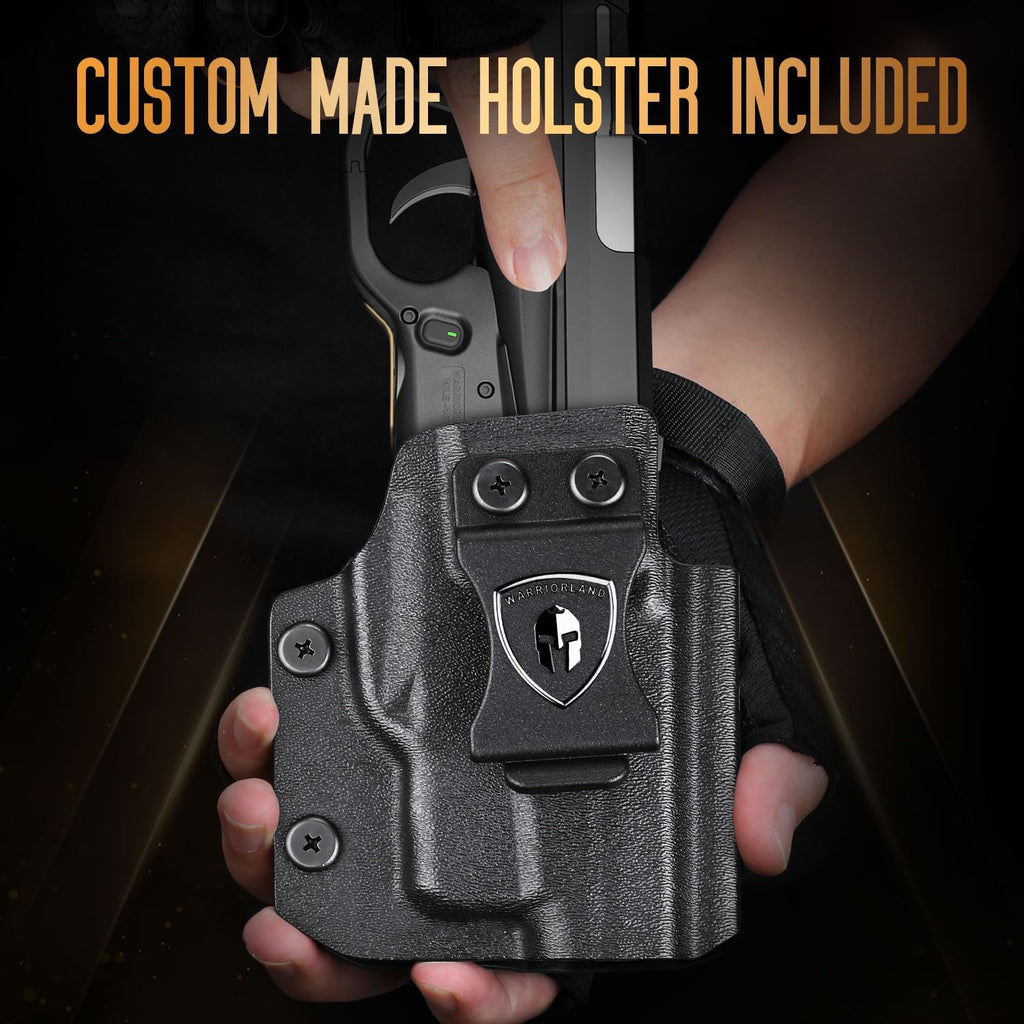 WARRIORLAND Kydex Holster for Gun with Green Laser Light Combo Fit for SCCY CPX1/CPX2 9mm Gen 1-2 Pistol, WLS-107G Laser Beam Sight with Power Indicator & Concealed Carry IWB Right-Hand Holster - WARRIORLAND