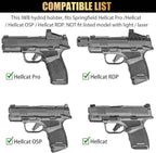 Springfield Hellcat Pro / Hellcat / Hellcat RDP & OSP IWB Hybrid Holster - WARRIORLAND Optic-Cut Right-Hand Concealed Carry, Adj. Height/Cant/Retention, Ultimate All-Day Comfort