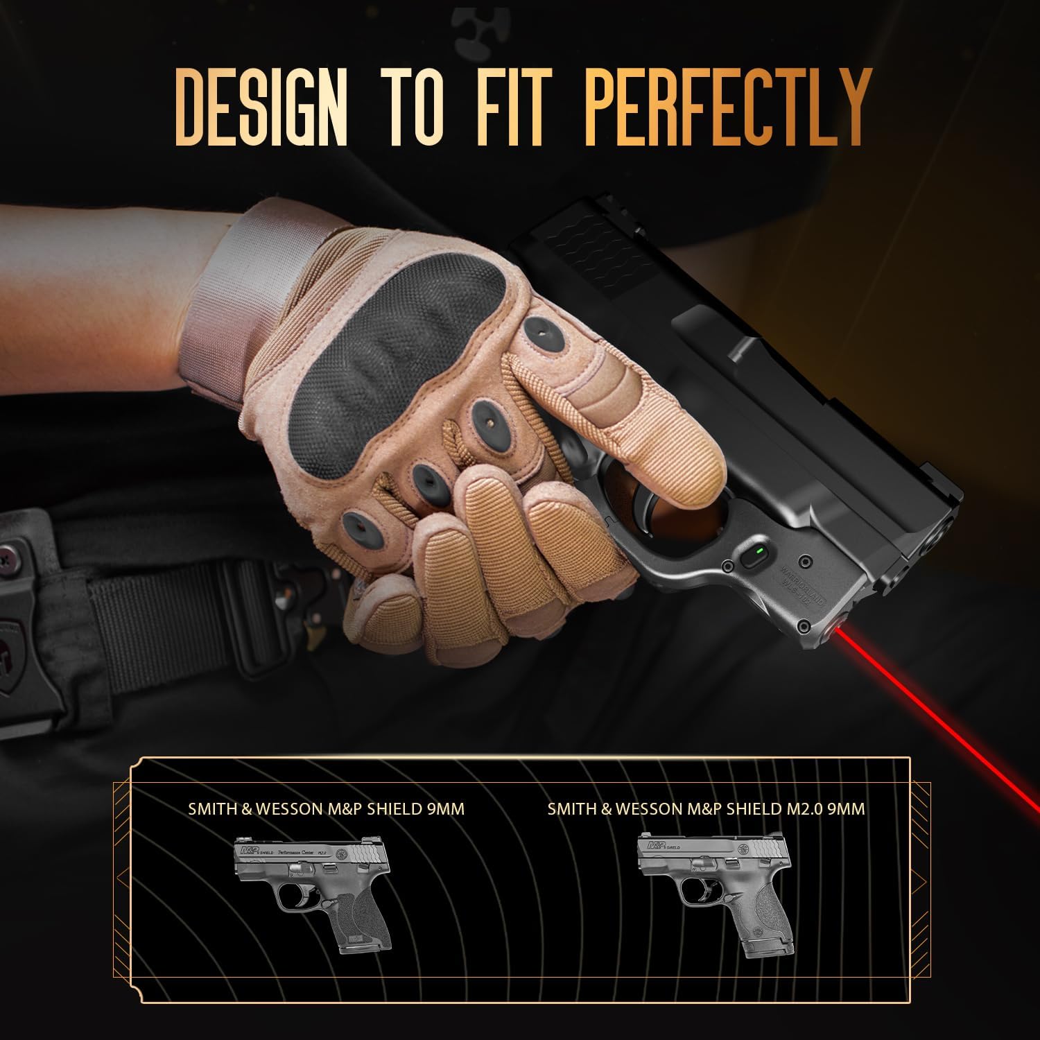 WARRIORLAND Red Laser Sight Fit S&W M&P Shield 9mm/.40 with Kydex Holster, First Red Beam Sight with Power Indicator, M&P Sheld .40 Laser with IWB Holster Right Hand, WLS-102 w/MP Shield Holster - WARRIORLAND