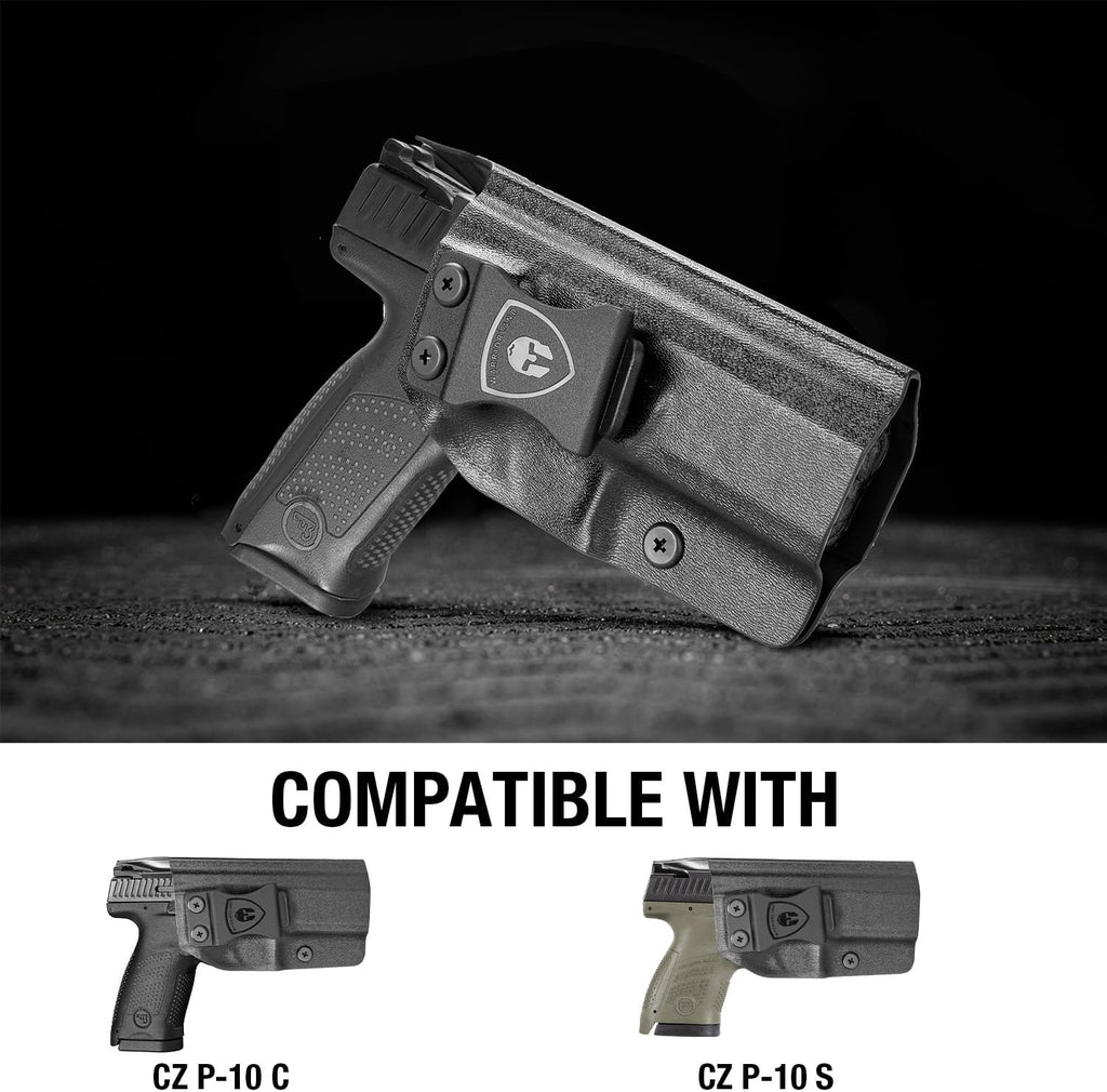 WARRIORLAND Concealed Carry Kydex Holster Fit for CZ P-10 C & CZ P-10 S, Inside Waistband IWB | Adjustable Cant | 'Posi-Click' Retention | Full Length Sweat Guard, Right Hand/Left Hand Option - WARRIORLAND