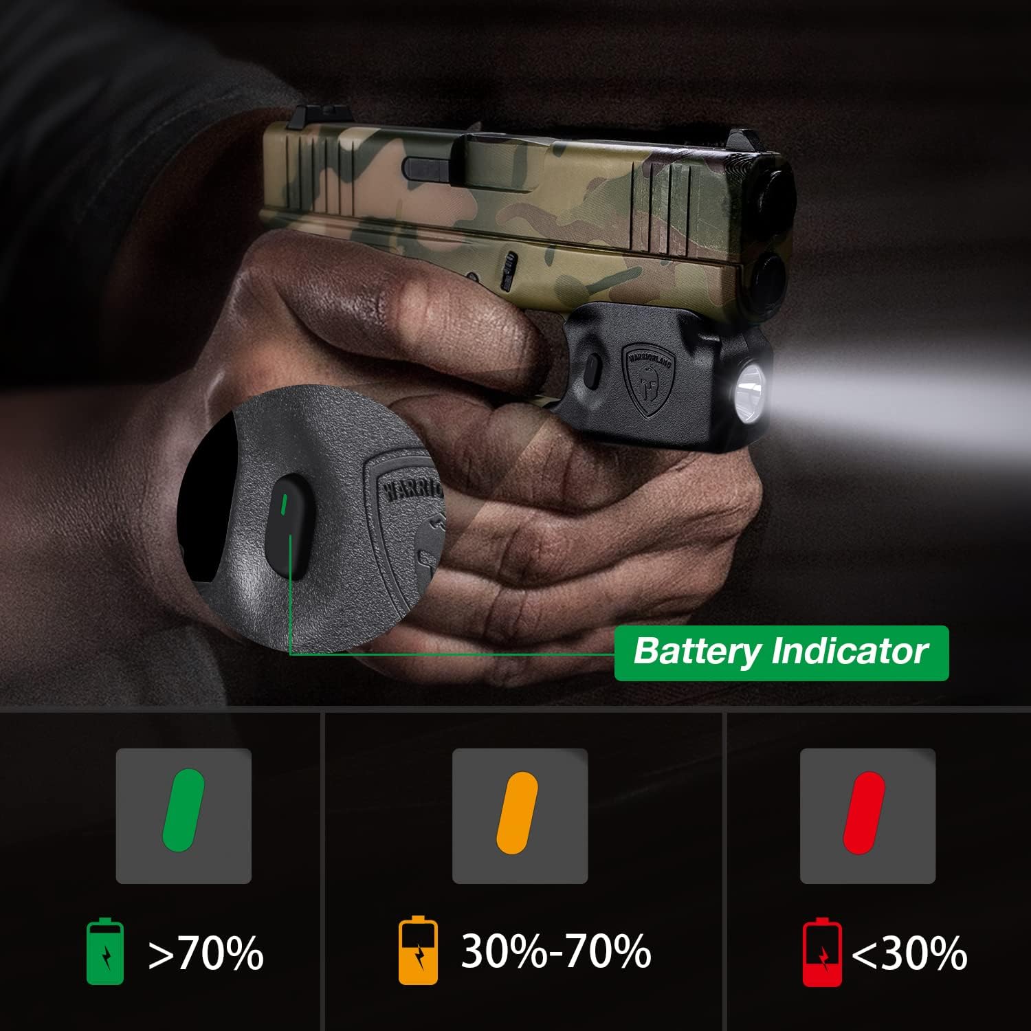 WARRIORLAND Mini Gun Light Compatible with Glock 42 / G43 / G43X (Not Fit G43X MOS) / G48(Not Fit G48 MOS), 150 Lumens G42/43/43X/48 Handgun Light, LED Tactical Light G42/43/48 SL-1 - WARRIORLAND