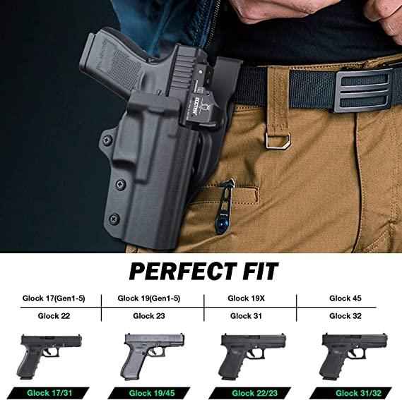 OWB Kydex Level II Retention Thumb Release Glock Holster 17 19  22 23 31 32 Gen 4 5 19X 44 45