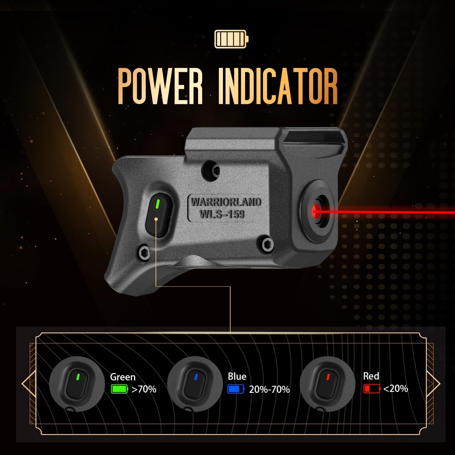 WARRIORLAND Red Laser Sight Fit Smith & Wesson M&P 9mm Shield EZ & M&P 380 Shield EZ, First Red Beam Sight with Power Indicator, S&W M&P Shield 9mm EZ Laser with Ambidextrous On/Off Switch, WLS-159 - WARRIORLAND