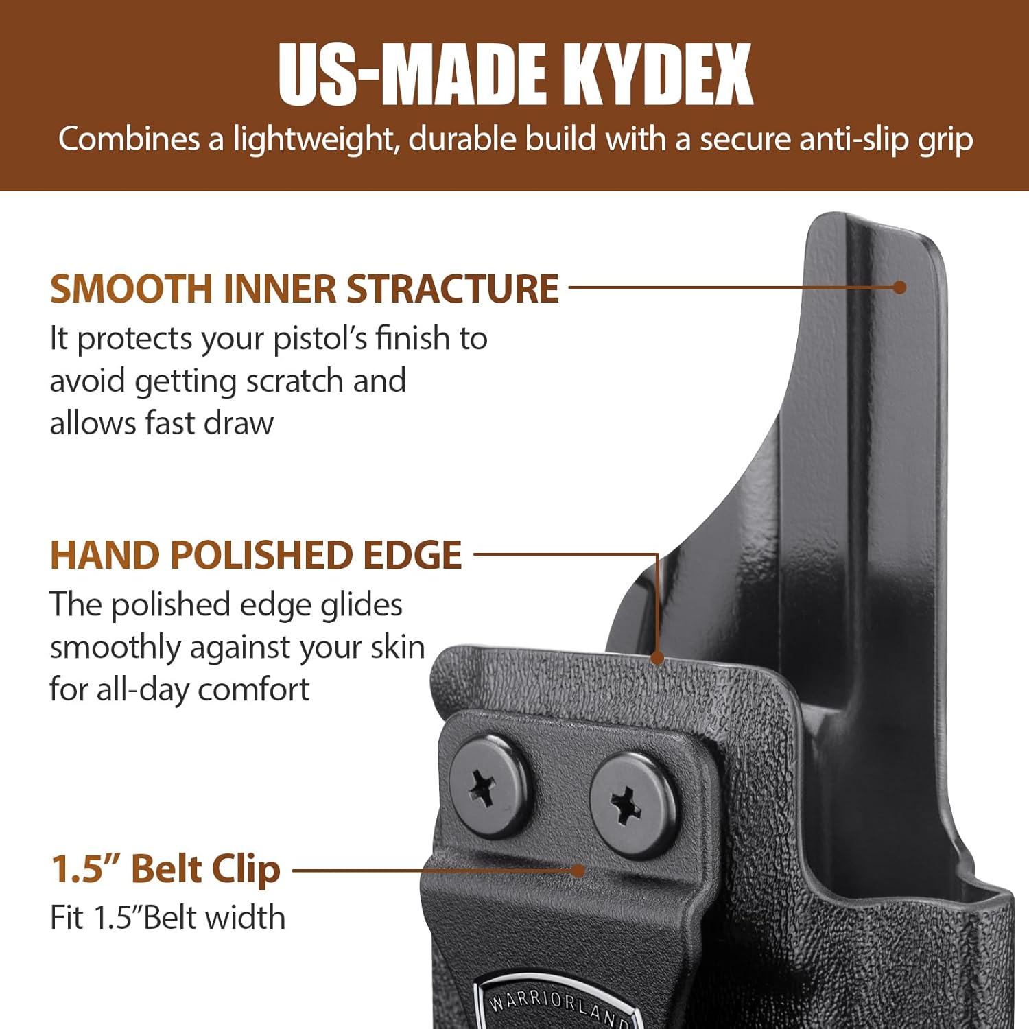 WARRIORLAND Optics Cut Kydex Appendix IWB Holster for Glock 43X MOS/43X/G43, Adjustable Cant & Retention, Right Hand Concealed Carry - WARRIORLAND