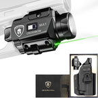 Springfield XD 9mm 4" Pistol Light Laser Holster Combo - WARRIORLAND MA1 800 Lumen LED + Green Laser, Magnetic USB Rechargeable w/Screen Battery Indicator, IWB Right-Hand Kydex Holster w/Optics Cut - WARRIORLAND