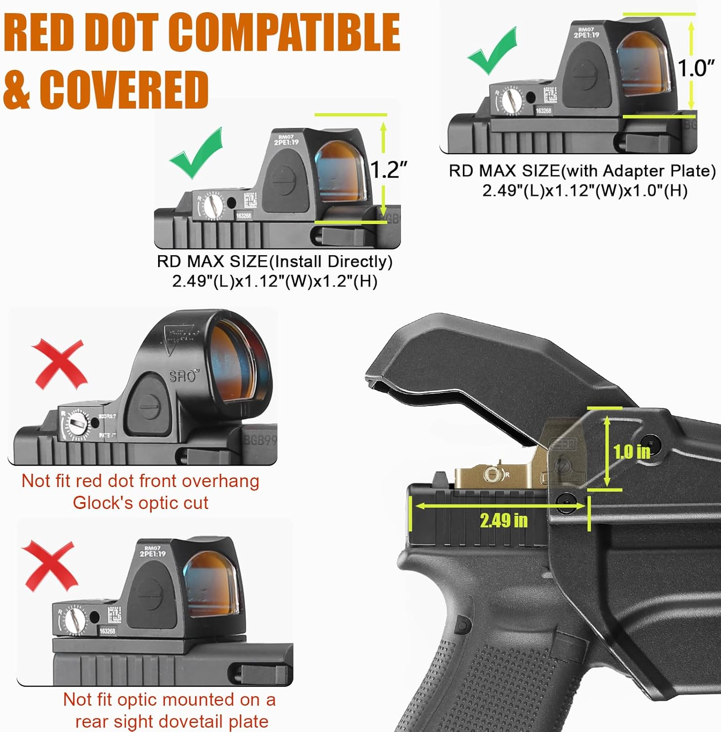 WARRIORLAND Level 2 Drop Leg Holster for 17/19/ 22/23/34 Gen 3-5 & G31/32 Gen 3-4 & 19X/44/45/47/49 & MOS Version, Optic Cut with RDS Cover, Tactical Thigh Holster with Adj. Heigh, Open Muzzle Design - WARRIORLAND