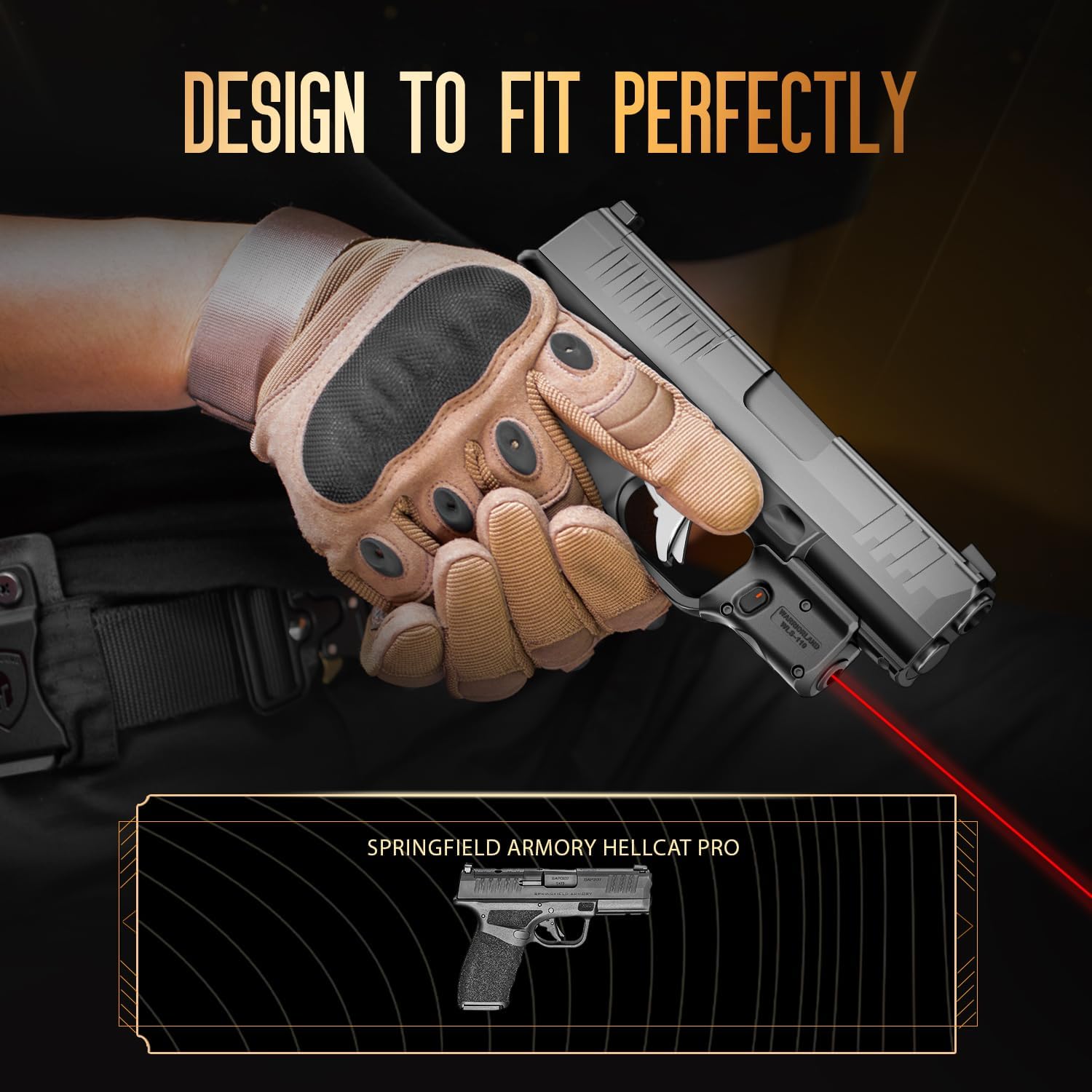 WARRIORLAND Red Trigger Laser Fit for Hellcat Pro - Compact & Lightweight Trigger Mounted Tactical Weapon Light with Battery Indicator and Ambidextrous Switch, WLS-110 - WARRIORLAND