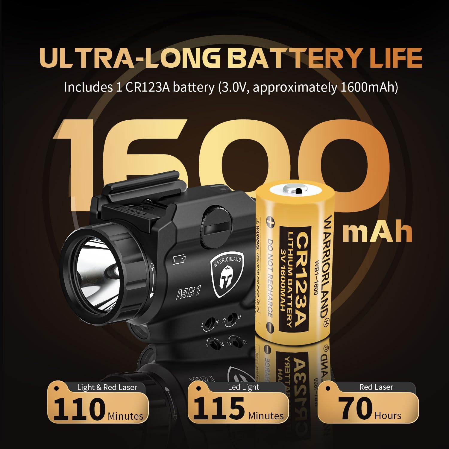 WARRIORLAND MB1 500 Lumens Portable Universal Rail Mounted Weapon Light - Red Laser & White LED Combo with Taurus G2C/G3C Claw Holster - Three Operation Modes & Power Indicator MB1w/G2C - WARRIORLAND