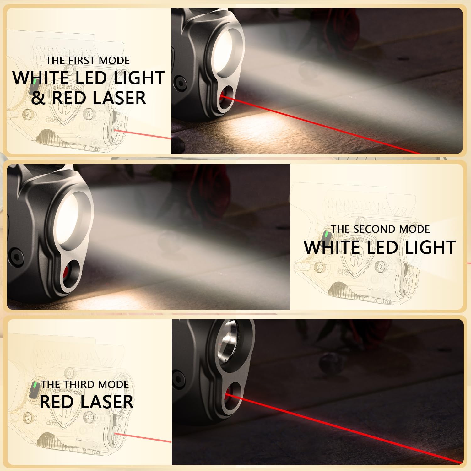 WARRIORLAND Pistol Light Laser Combo Fits Sig Sauer P365 Xmacro, Compact 150-Lumen Trigger & Rail Mounted Tactical Weapon Light, Red Laser & White LED Flashlight, Power Indicator, SLL-109 - WARRIORLAND