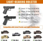 Glock 17/19 Gen3-6 / G19X / 44/45 / G34 Gen4-5 IWB Kydex Holster w/Claw - TLR-1 / TLR-1 HL / HL-X / HP-X / TLR-1s Light Bearing, Optic Cut, Adj. Retention & Cant, Right Hand - WARRIORLAND