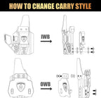 Glock 43 / 43X / 43X MOS IWB & OWB Holster - Optics Ready, Adj. Retention/Cant/Height, Removable Claw + Paddle, No Light/Laser, Right Hand - WARRIORLAND