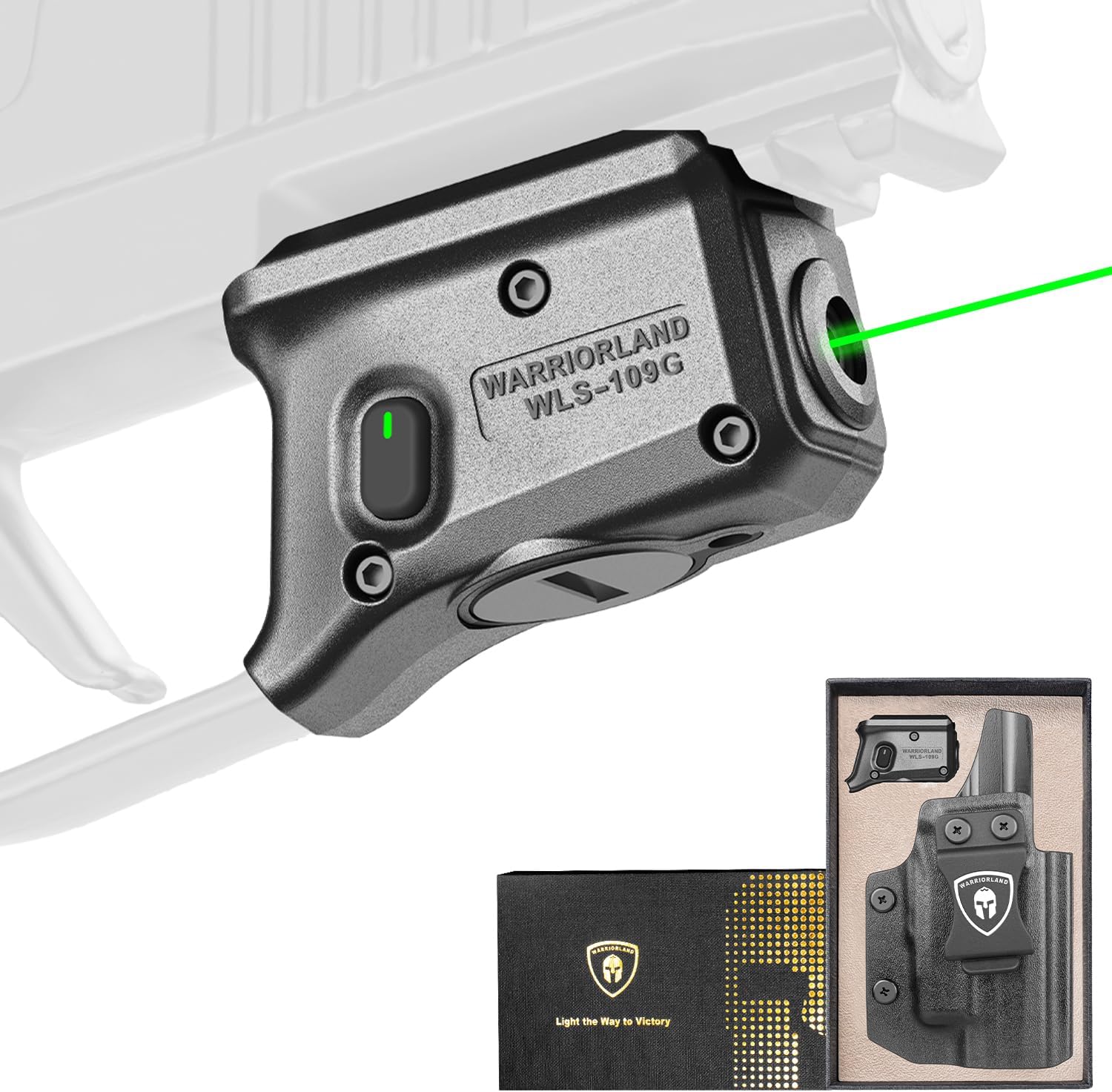 WARRIORLAND Green Laser Light and Holster Fit for Sig P365X-Macro - Compact Lightweight Trigger Laser with Battery Indicator, Includes Custom Right-Hand IWB Concealed Carry Kydex Holster, WLS-109G-HW1 - WARRIORLAND
