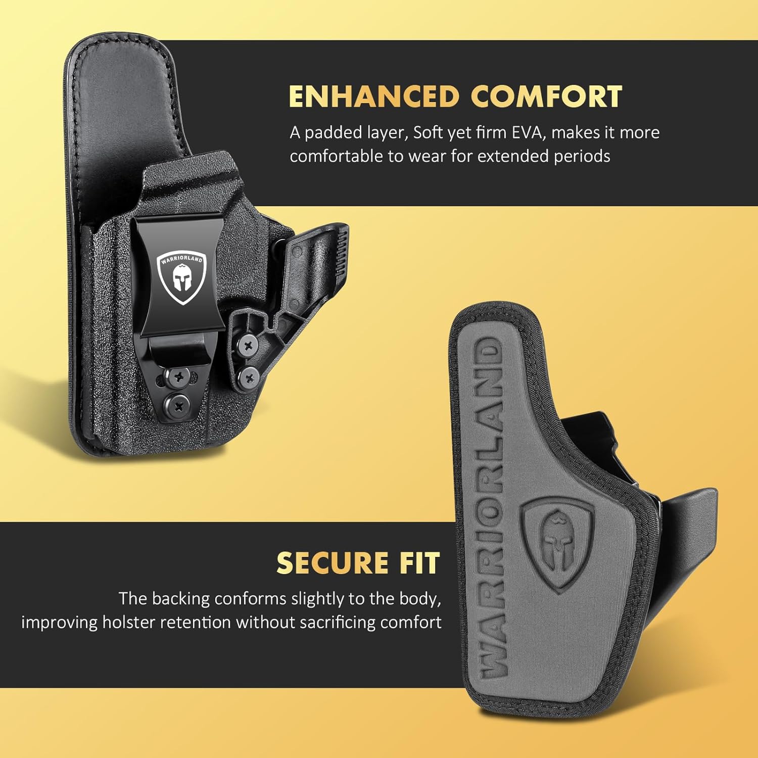 WARRIORLAND IWB Hybrid Holster Compatible with Glock 17/ 19 Gen 3-5 & 23/ 32 Gen 3-4 & G19X 44 45 & their MOS version, Concealed Carry Polymer & Leather Holster with Claw/Optics Cut Ready, Right Hand - WARRIORLAND