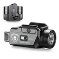 WARRIORLAND MA2 Universal Rail Mounted 800 Lumens Pistol Light with Glock 17/19 OWB Kydex Holster Combo, Magnetic USB Charging Tactical Light with Screen Displays Battery Status - WARRIORLAND