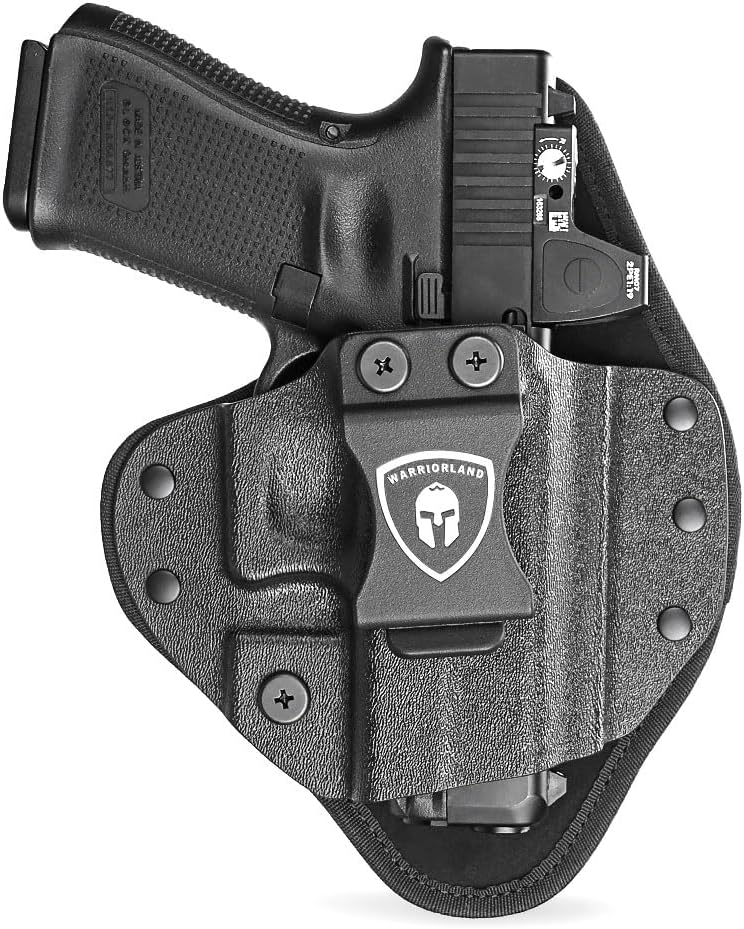 WARRIORLAND Universal Hybrid IWB Gun Holster for Glock 17 19 43X MOS, Sig P320, Taurus G2C, M&P M2.0, Springfield, CZ, Ruger & More – Kydex + Nylon Concealed Carry, Optic Cut, Adj. Cant & Retention - WARRIORLAND