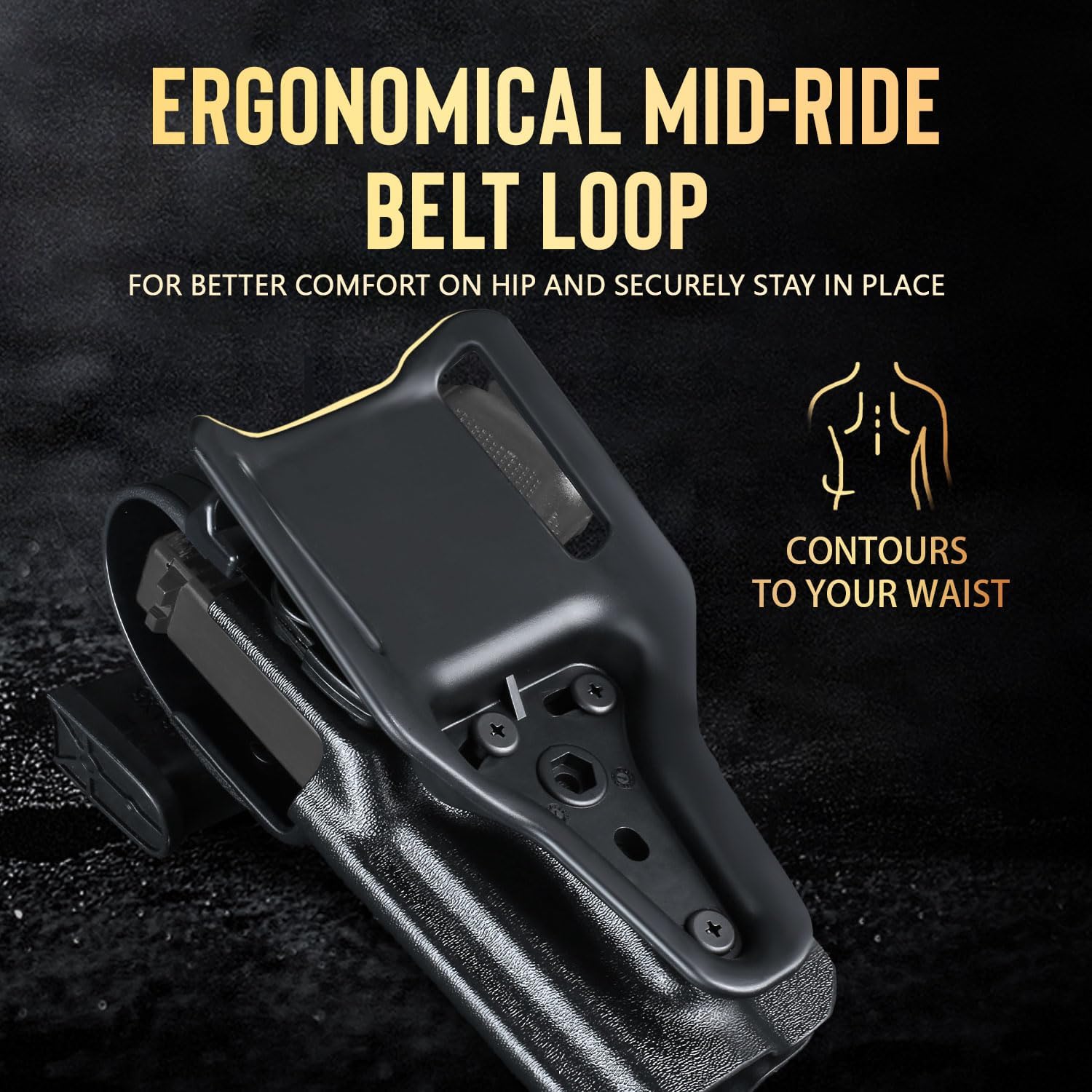 WARRIORLAND Level 2  Kydex Holster Compatible with Glock G17/G19/G34 Gen3-5  G17/G19 Gen4-5 MOS  G19X  G22/23/31/32 Gen3-4 G19X  G34 Gen5 MOS  G44  G45  G45 MOS, Adjustable Loop Fits Belt Width 1.5
