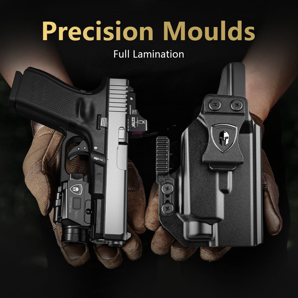 WARRIORLAND MA1 800 Lumens Rail Mounted Universal Pistol Light, Combo Custom Holster for Glock 17/19 Gen 3-5 & Glock 22/23 /31/32 Gen 3-4 & Glock 19X /44/45, Rechargeable | Screen Power Status - WARRIORLAND