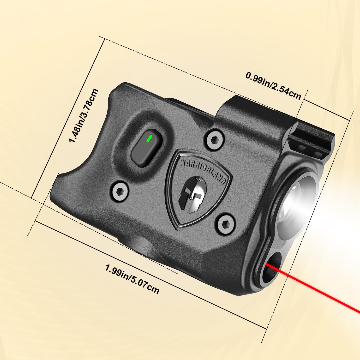 WARRIORLAND Pistol Light Laser & Holster Fit for Glock 17/19 Gen 3-5, Glock 22/23/31/32 Gen 3-4 & Glock 19X/44/45, Compact 150-Lumen Trigger Tactical Light with Red Laser White LED & IWB Holster - WARRIORLAND