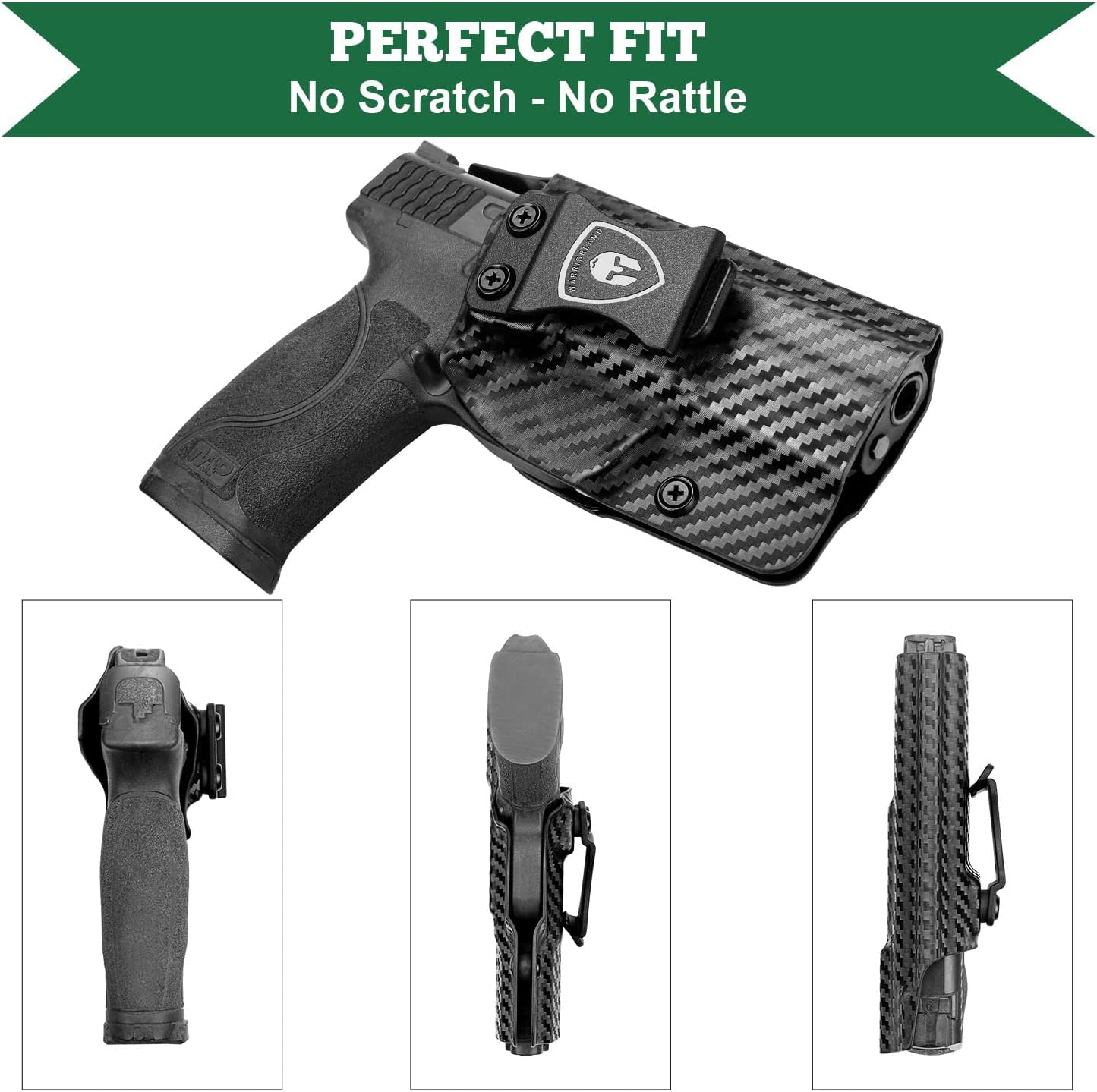 M&P 9mm/.40 Holster, IWB Kydex Holster Fit: S&W M&P 9/.40 Compact/Full Size, M&P 9/.40 M2.0 Full Size Pistol, Not Fit Shield, Inside Waistband Concealed Carry Holster, Adj. Cant & Posi-Click Retention - WARRIORLAND