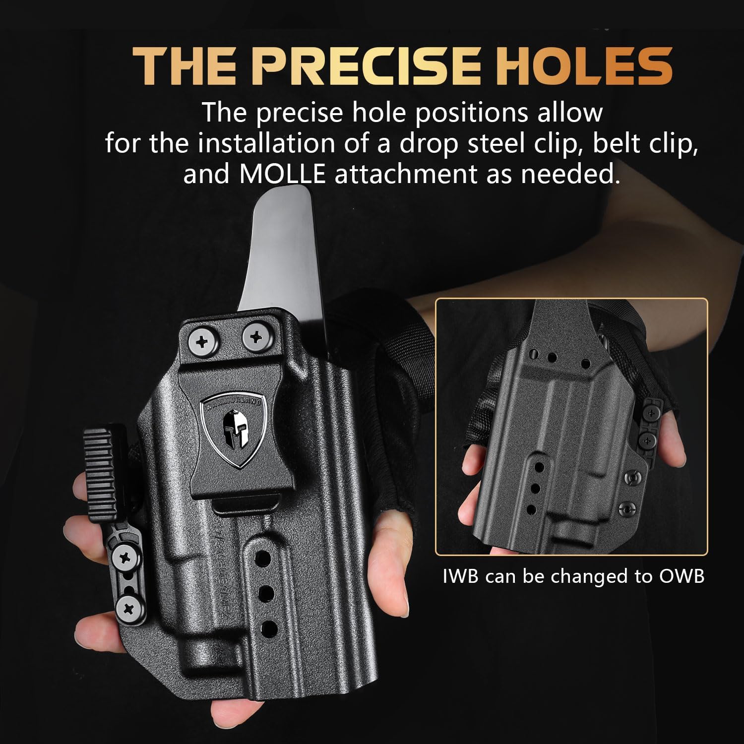 WARRIORLAND MB1 500 Lumens Portable Universal Rail Mounted Weapon Light - Red Laser & White LED Combo with Glock 17/19 Claw Holster - Three Operation Modes & Power Indicator MB1w/Glock G17/G19 - WARRIORLAND