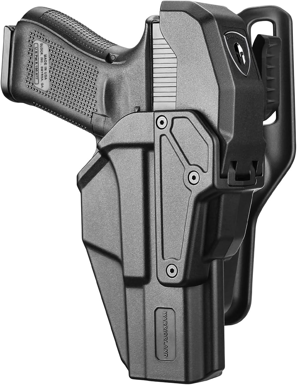 WARRIORLAND Level 2 Duty Holster for Glock 17/19 /22/23 Gen 3-5 & G31/32 Gen3-4 & 19X/44/45/47/49 & MOS Version, Optic Cut with RDS Cover, Thumb Release, Fits 2.0" Belt, Open-Muzzle Gun Holster - WARRIORLAND