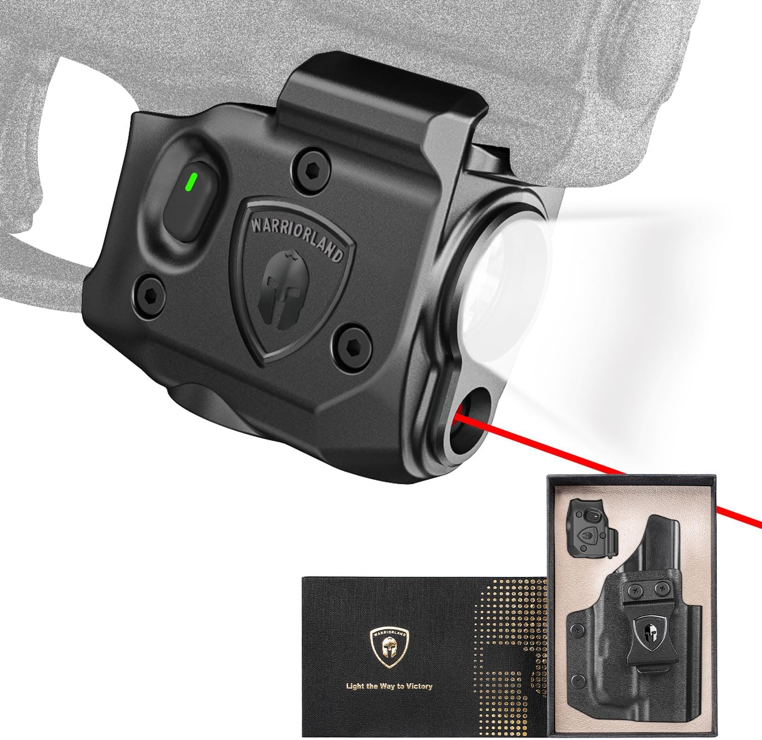 WARRIORLAND Pistol Light Laser & Holster Fit for Taurus G2C/ G3C/ PT111 G2 / PT140 G2, Compact 150-Lumen Trigger Mounted Tactical Weapon Light with Red Laser White LED & IWB Holster, Power Indicator - WARRIORLAND