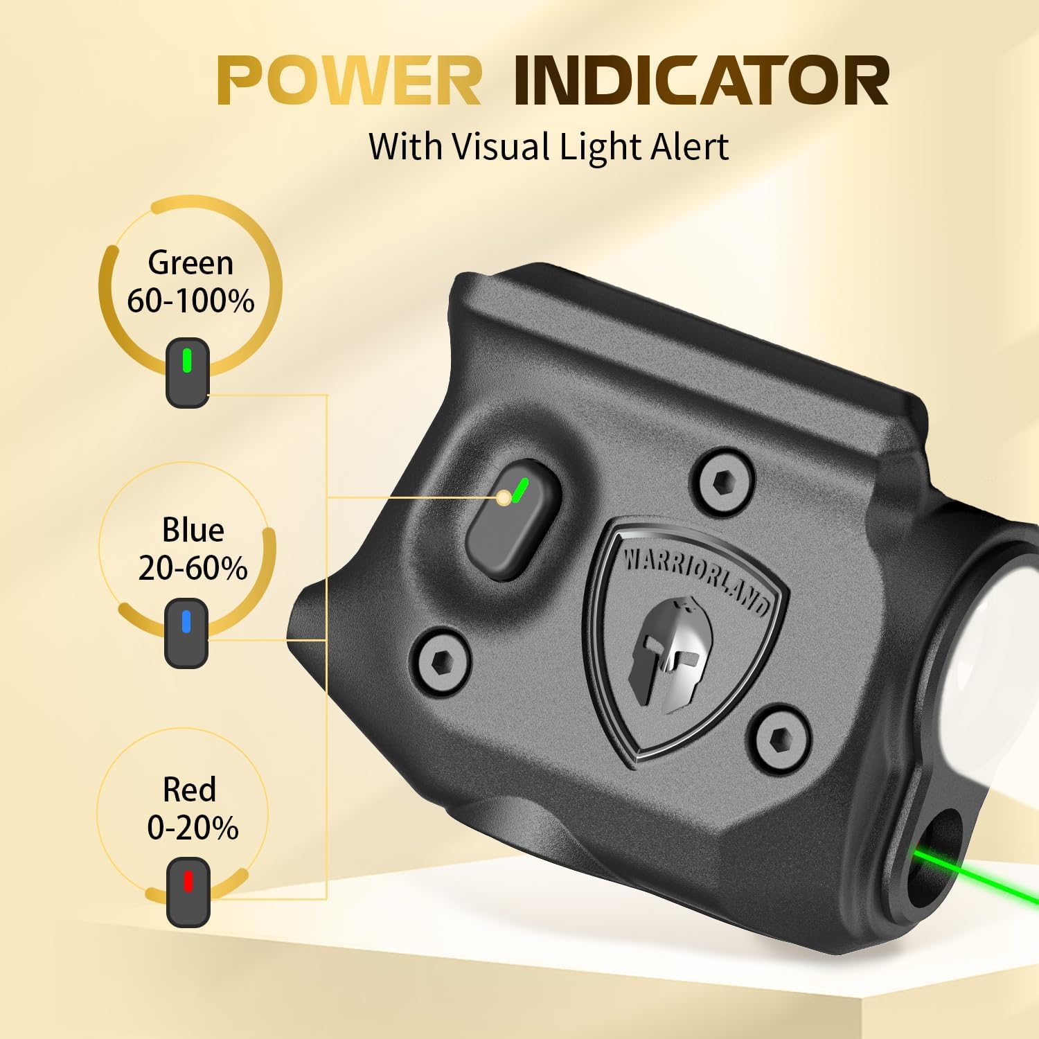 WARRIORLAND Pistol Light Laser Combo Fits Sig Sauer P365 Xmacro, Compact 150-Lumen Trigger & Rail Mounted Tactical Weapon Light, Green Laser & White LED Flashlight, Power Indicator, SLL-109G - WARRIORLAND