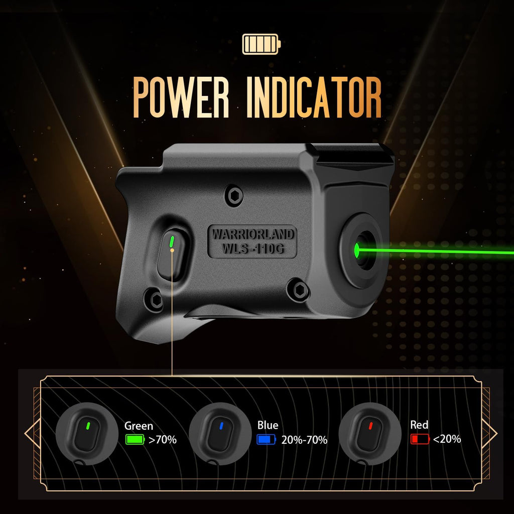 WARRIORLAND Green Trigger Laser Fit for Hellcat Pro - Compact & Lightweight Trigger Mounted Tactical Weapon Light with Battery Indicator and Ambidextrous Switch, WLS-110G - WARRIORLAND