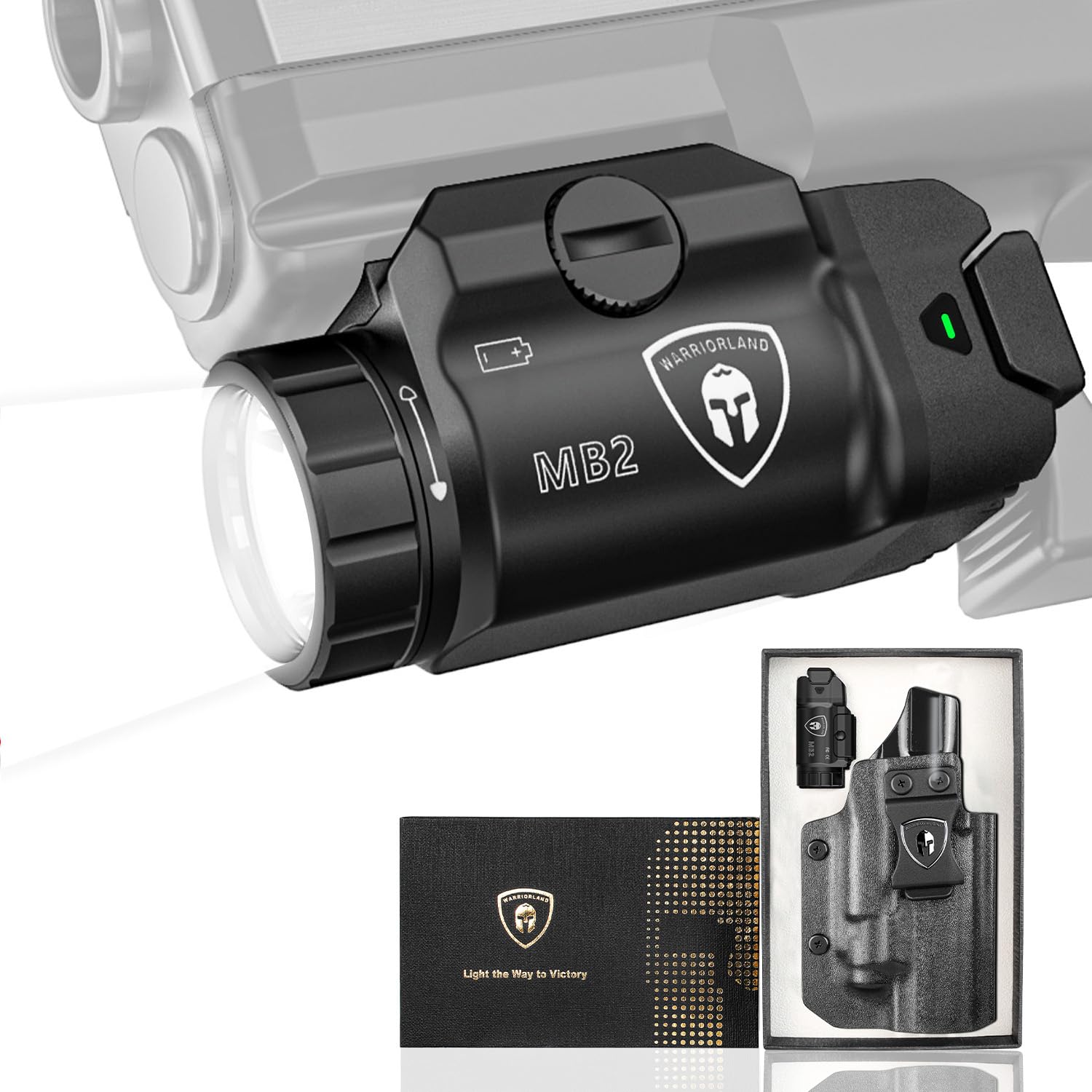 WARRIORLAND 500 Lumen White LED Tactical Light with Sig Sauer P320-M17 & P320 Full Size IWB Kydex Holster Combo-Compact Rail Mounted Weapon Light,with Battery Included (MB2/P320 M17) - WARRIORLAND