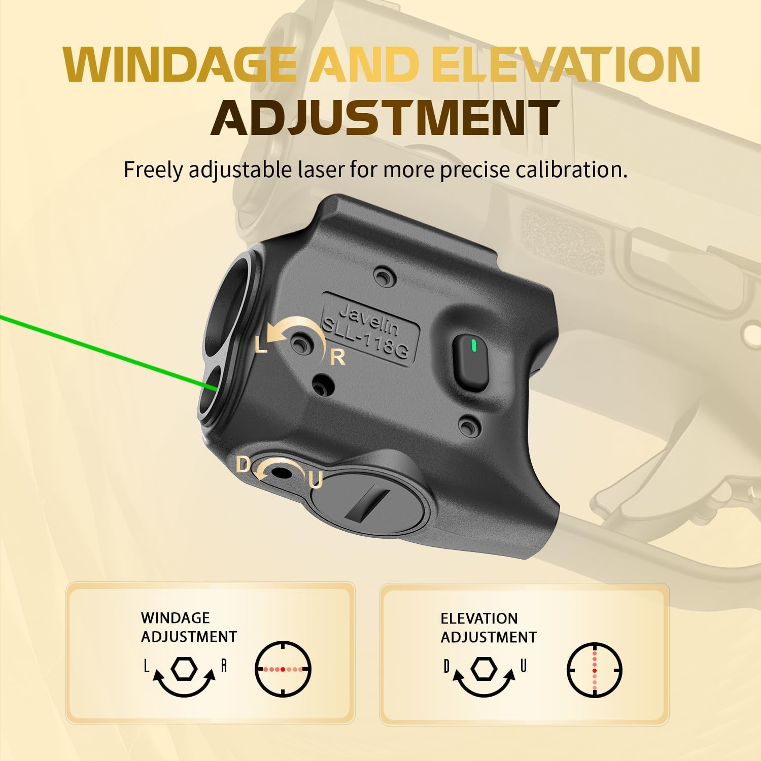 WARRIORLAND Pistol Light Laser & Holster Fit for Springfield Hellcat 3″ MICRO-COMPACT, Compact 150-Lumen Trigger Mounted Tactical Weapon Light with Green Laser White LED & IWB Holster, Power Indicator - WARRIORLAND