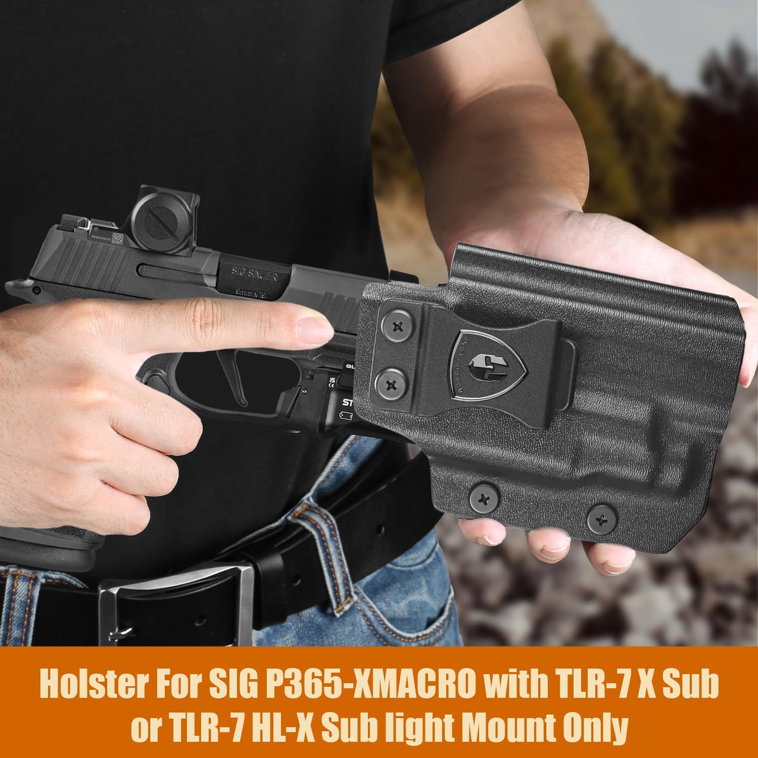 WARRIORLAND IWB Kydex Holster for Sig P365-XMACRO with TLR-7 X Sub or TLR-7 HL-X Sub, Light-Bearing Design, Optics Cut, Adjustable Cant & Posi-Click Retention, Right Hand Draw - WARRIORLAND