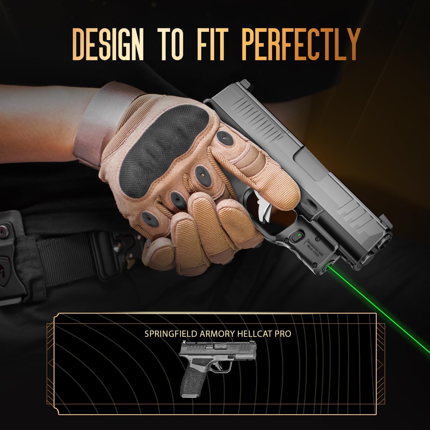 WARRIORLAND Green Trigger Laser Fit for Hellcat Pro - Compact & Lightweight Trigger Mounted Tactical Weapon Light with Battery Indicator and Ambidextrous Switch, WLS-110G - WARRIORLAND