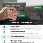 Mini Pistol Light with Kydex Holster Tailored Made: Glock 17/19/21/22 Gen 3 4 5 & G23/32 Gen 4 Pistol