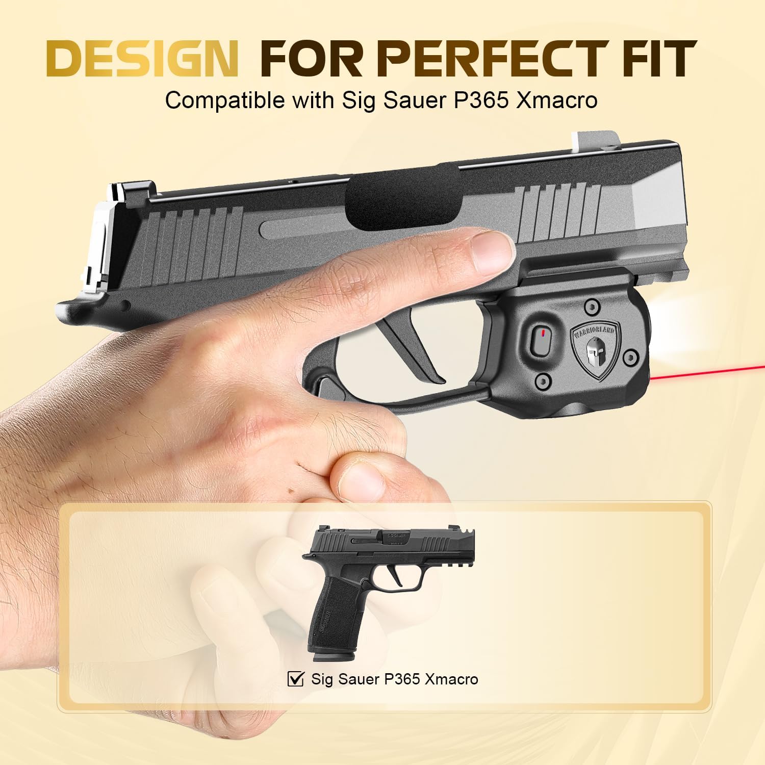 WARRIORLAND Pistol Light Laser & Holster Fit for Sig P365-XMACRO, Compact 150-Lumen Trigger Mounted Tactical Weapon Light with Red Laser White LED Flashlight & IWB Holster, Power Indicator - WARRIORLAND