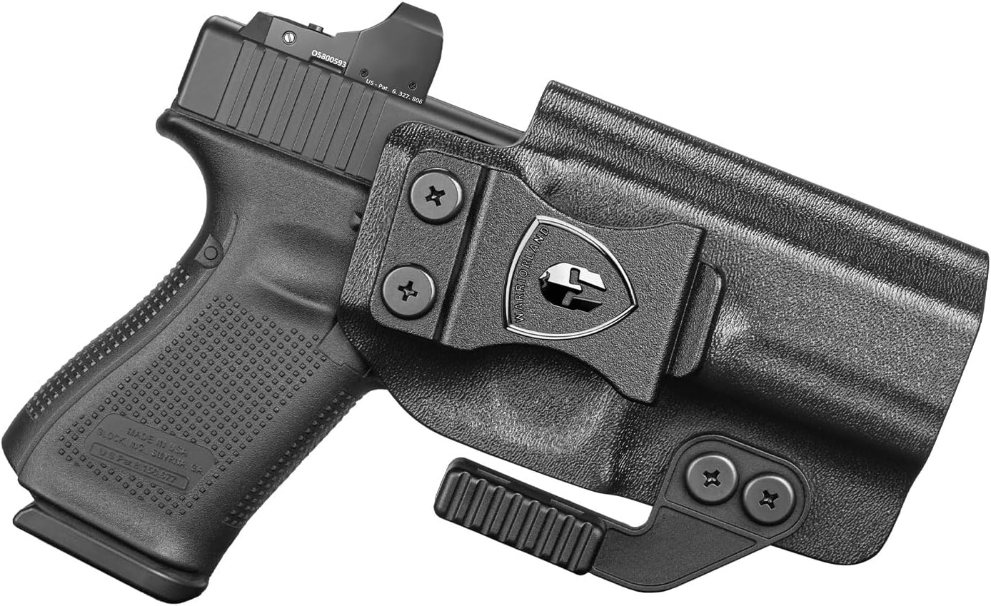 WARRIORLAND IWB Kydex Holster Compatible with Glock G17/G19/G26/G34/ Gen3-5  G17/G19 Gen4-5 MOS  G19X  G23/G32 Gen3-4  G26/G34 Gen5 MOS  G44  G45  G45 MOS, Inside Waistband Appendix Conceal Carry, with Claw & Adj. Retention & Cant, Right Hand - WARRIORLAND