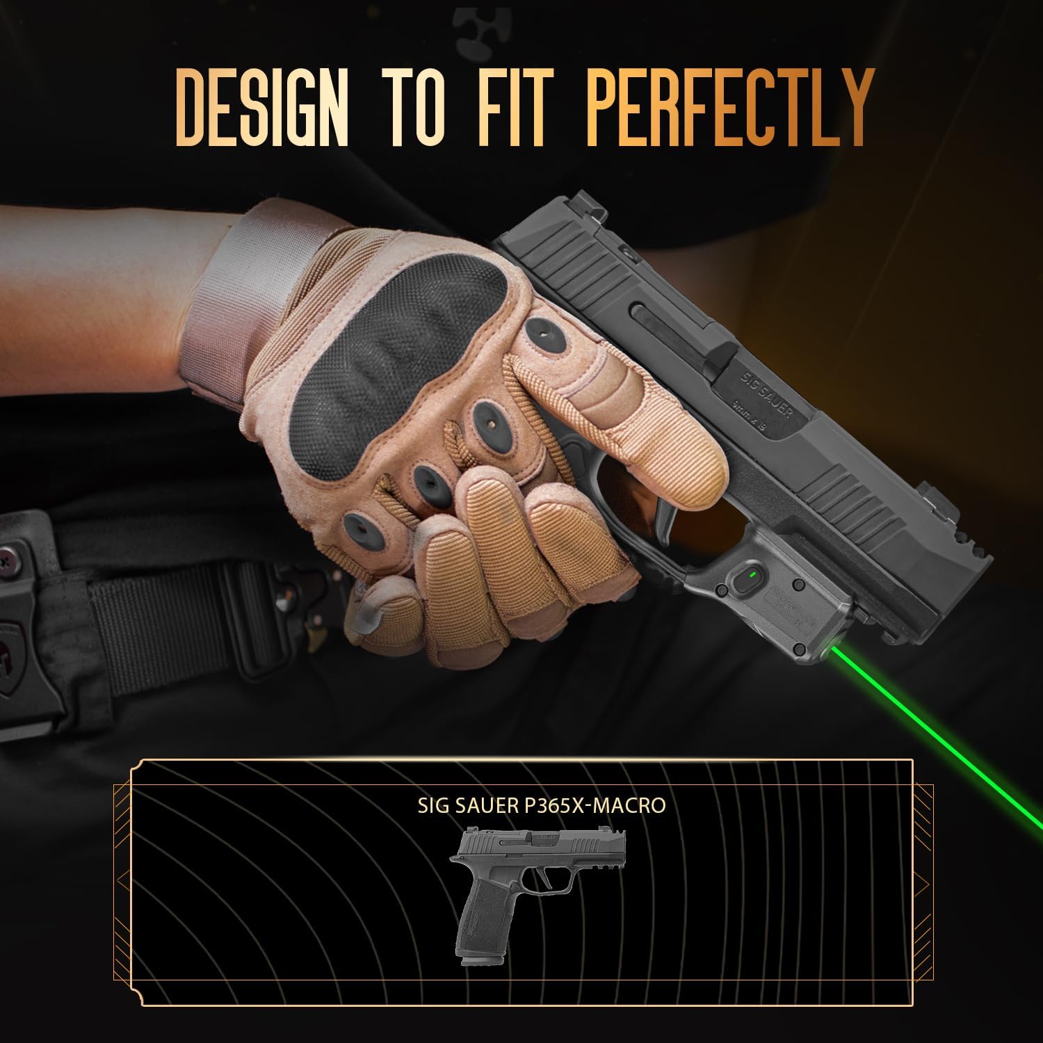 WARRIORLAND Trigger Laser Sight Tailored Fit P365X Macro Green Beam Sight, Gun Sight with Ambidextrous On/Off Switch & Power Indicator, WLS-109G - WARRIORLAND