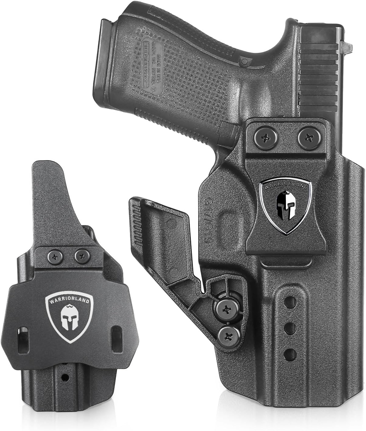 WARRIORLAND IWB & OWB Convertible Holster Optic Cut: Compatible with Glock 17/19/26/34 Gen3-5  G17/G19 Gen4 MOS  G17/G19/G26/G34 Gen5 MOS  19X  G23 Gen3-4  G32 Gen3-4  G44  G45  G45 MOS  Holster, with Claw,Adj Ride Height, Right Hand - WARRIORLAND