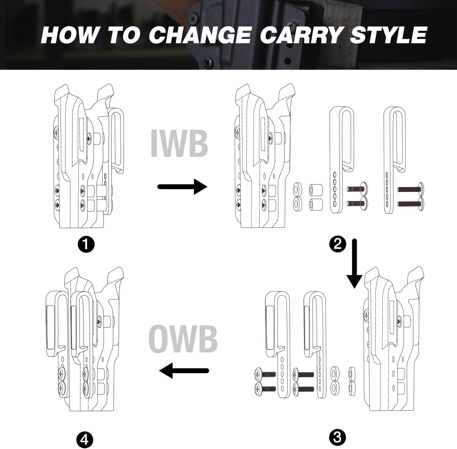 WARRIORLAND Sig Sauer P365 P365 XL P365 SAS P365X P365.380 ACP P365 ROSE.380 ACP IWB & OWB Convertible Holster Optics Cut: Sig Sauer P365 / P365 X & P365 XL, IWB OWB Combo Holster P365, 1.75 Belt Clip, Adjustable Ride Height, Right Hand - WARRIORLAND