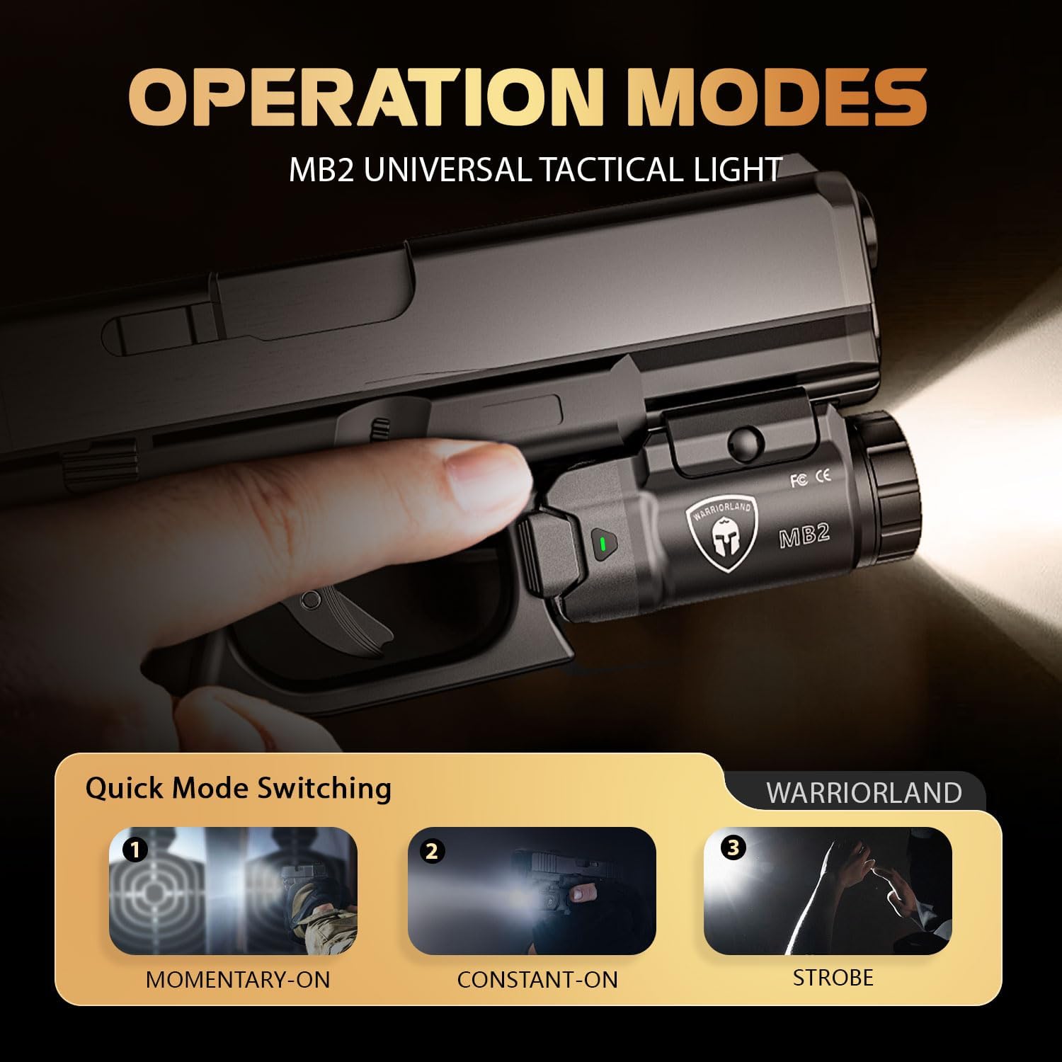 WARRIORLAND 500 Lumen White LED Tactical Light with M&P 9mm Shield EZ IWB Kydex Holster Combo-Compact Rail Mounted Weapon Light,with Battery Included (MB2/MPS9EZ) - WARRIORLAND