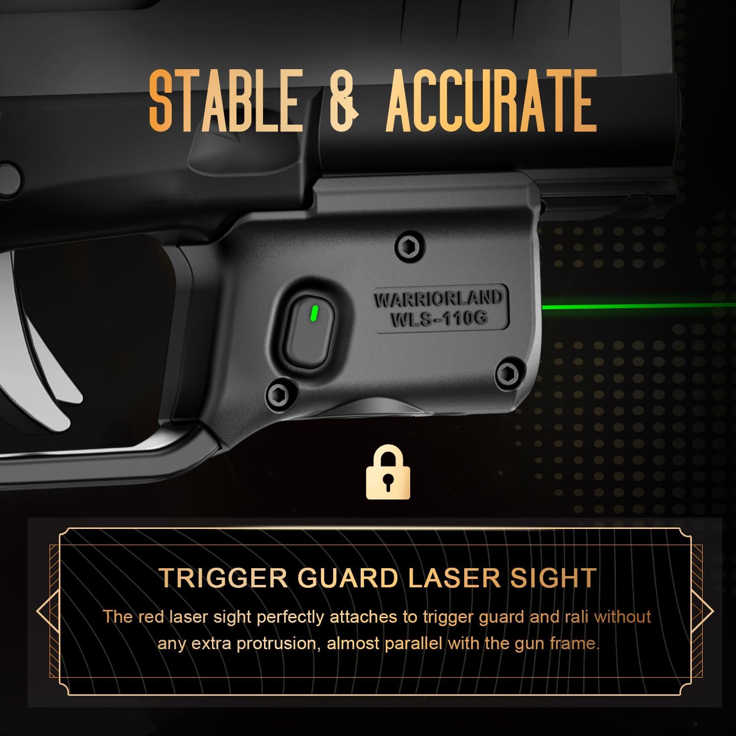 WARRIORLAND Green Trigger Laser Fit for Hellcat Pro - Compact & Lightweight Trigger Mounted Tactical Weapon Light with Battery Indicator and Ambidextrous Switch, WLS-110G - WARRIORLAND