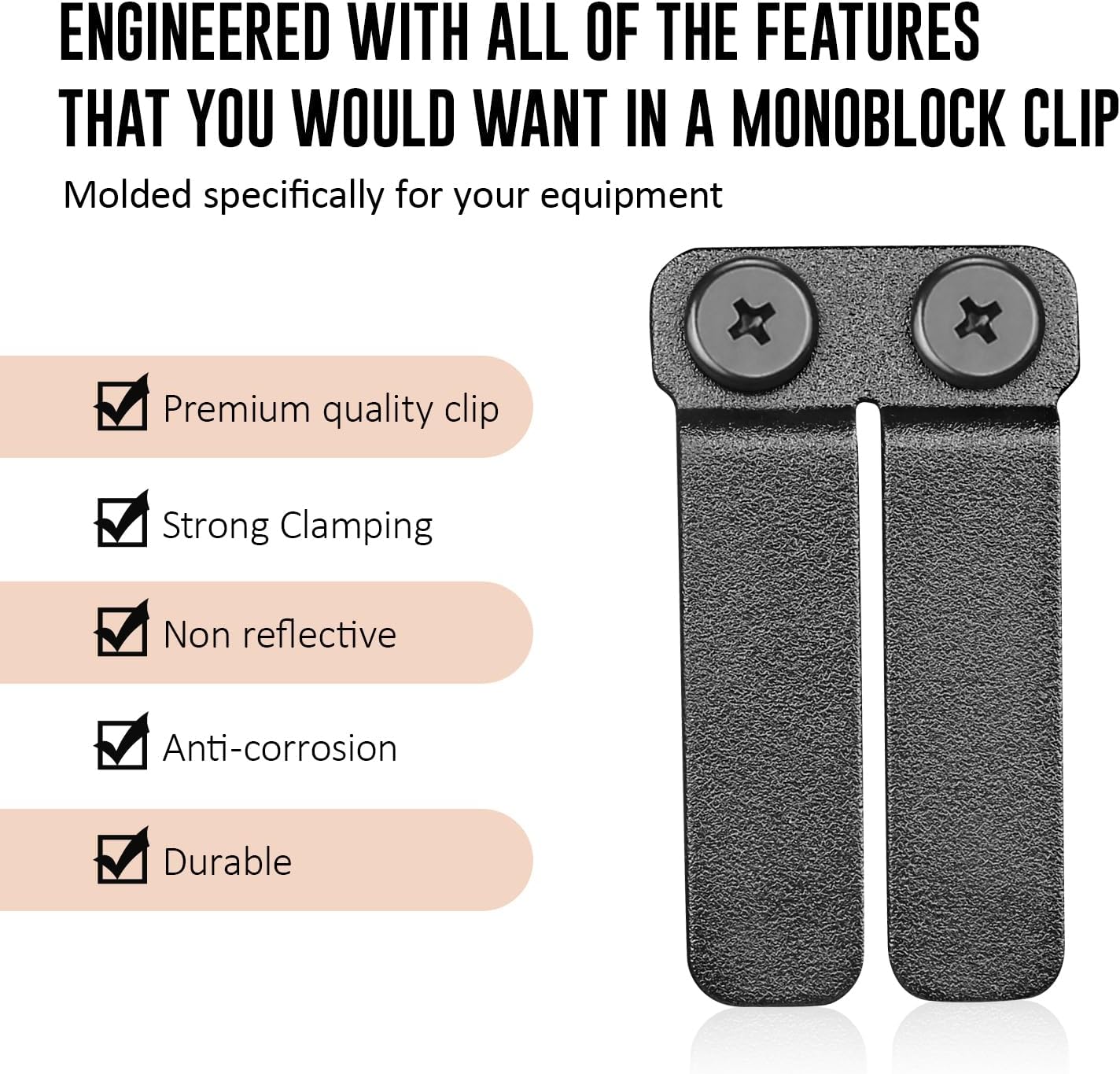 WARRIORLAND IWB & OWB Gun Holster Belt Clip, 1.5/1.75 Inch Adjustable, with Metal Washers, Screws, Slotted Binding Posts – Fits Holsters & Knife Sheaths 2 Pack - WARRIORLAND