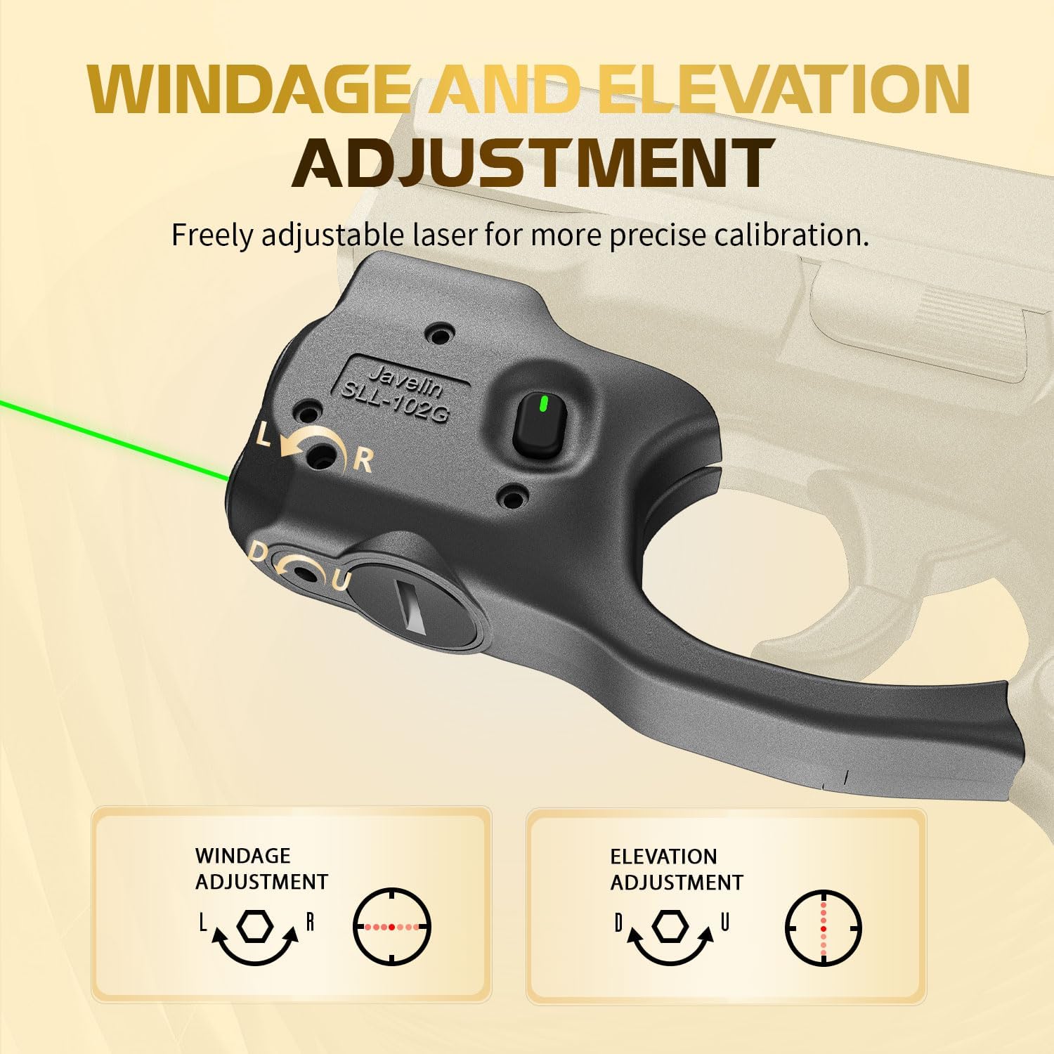 WARRIORLAND Pistol Light Laser Combo Fits S&W M&P Shield M2.0 9mm/.40, Compact 150-Lumen Trigger Mounted Tactical Weapon Light with Green Laser & White LED, Power Indicator & 3 Light Mode Options - WARRIORLAND