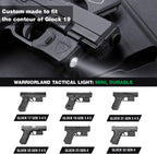 WARRIORLAND Mini Pistol Light with Kydex Holster Tailored Made Compatible with Glock 17/19/21/22 Gen 3 4 5 & G23/32 Gen 4 Pistol, 150 Lumen Glock Railed Handgun Light, LED Tactical Flashlight SL-1 - WARRIORLAND