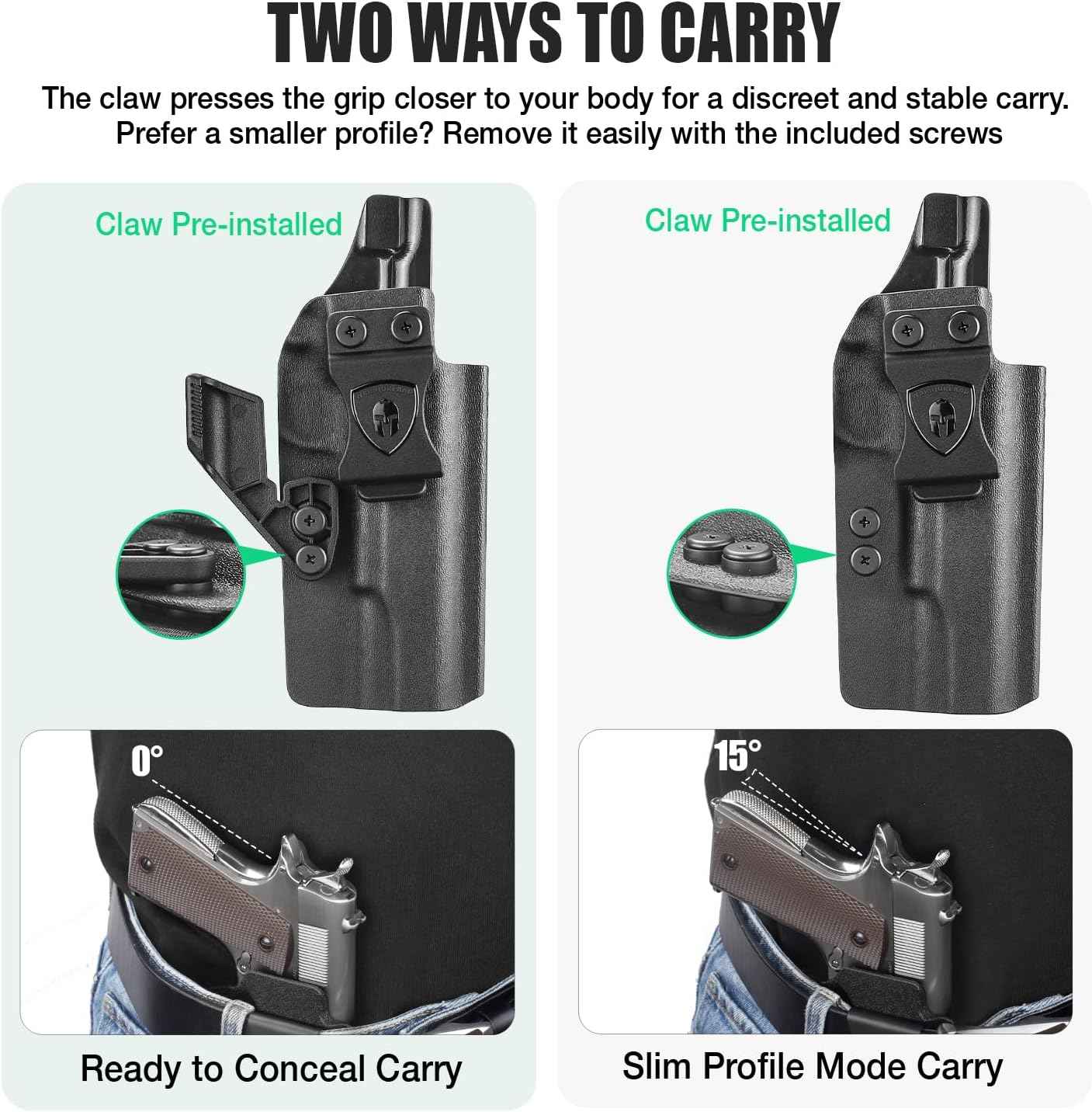 WARRIORLAND IWB Kydex Holster w/Claw & Optic Cut for 5