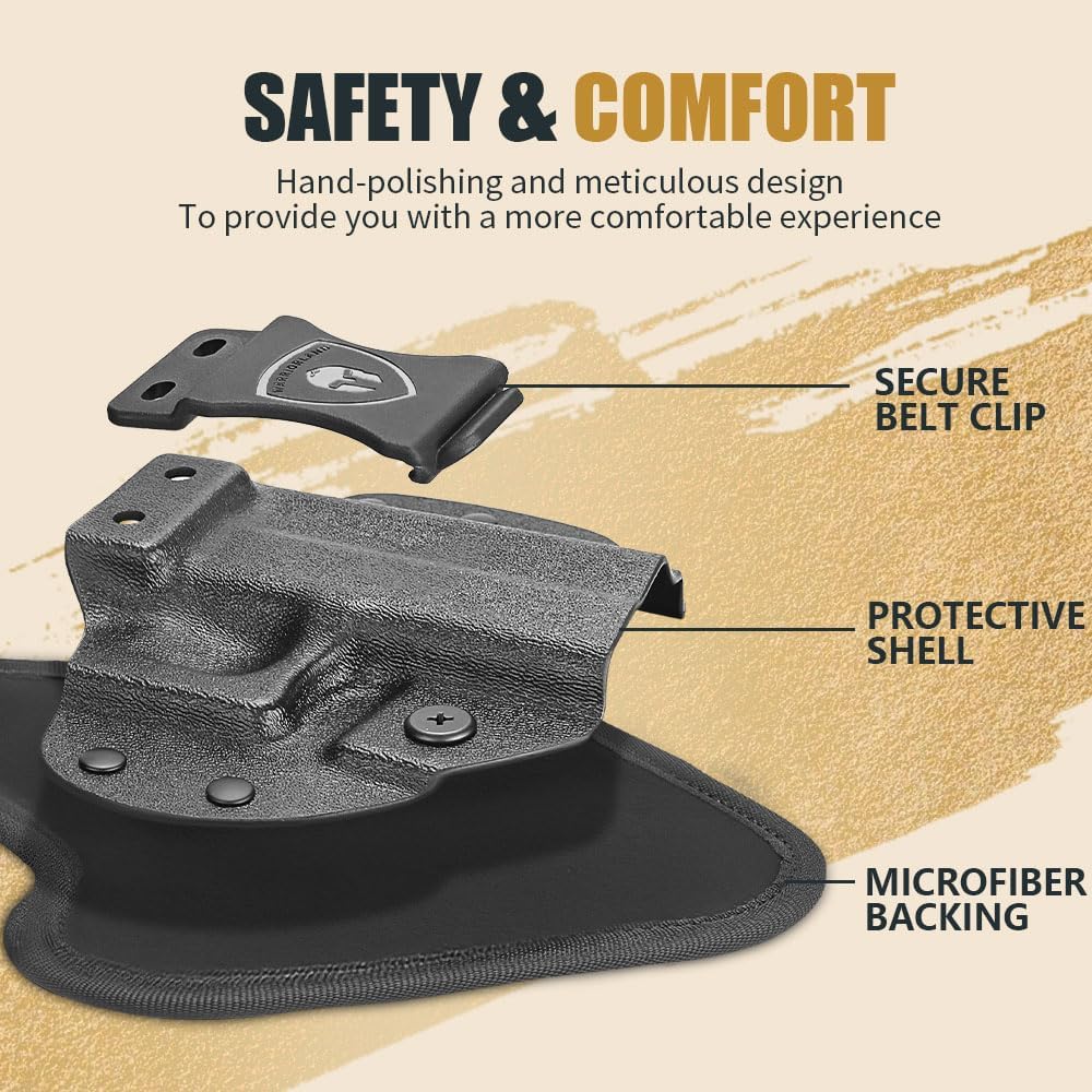WARRIORLAND Universal Hybrid IWB Gun Holster for Glock 17 19 43X MOS, Sig P320, Taurus G2C, M&P M2.0, Springfield, CZ, Ruger & More – Kydex + Nylon Concealed Carry, Optic Cut, Adj. Cant & Retention - WARRIORLAND