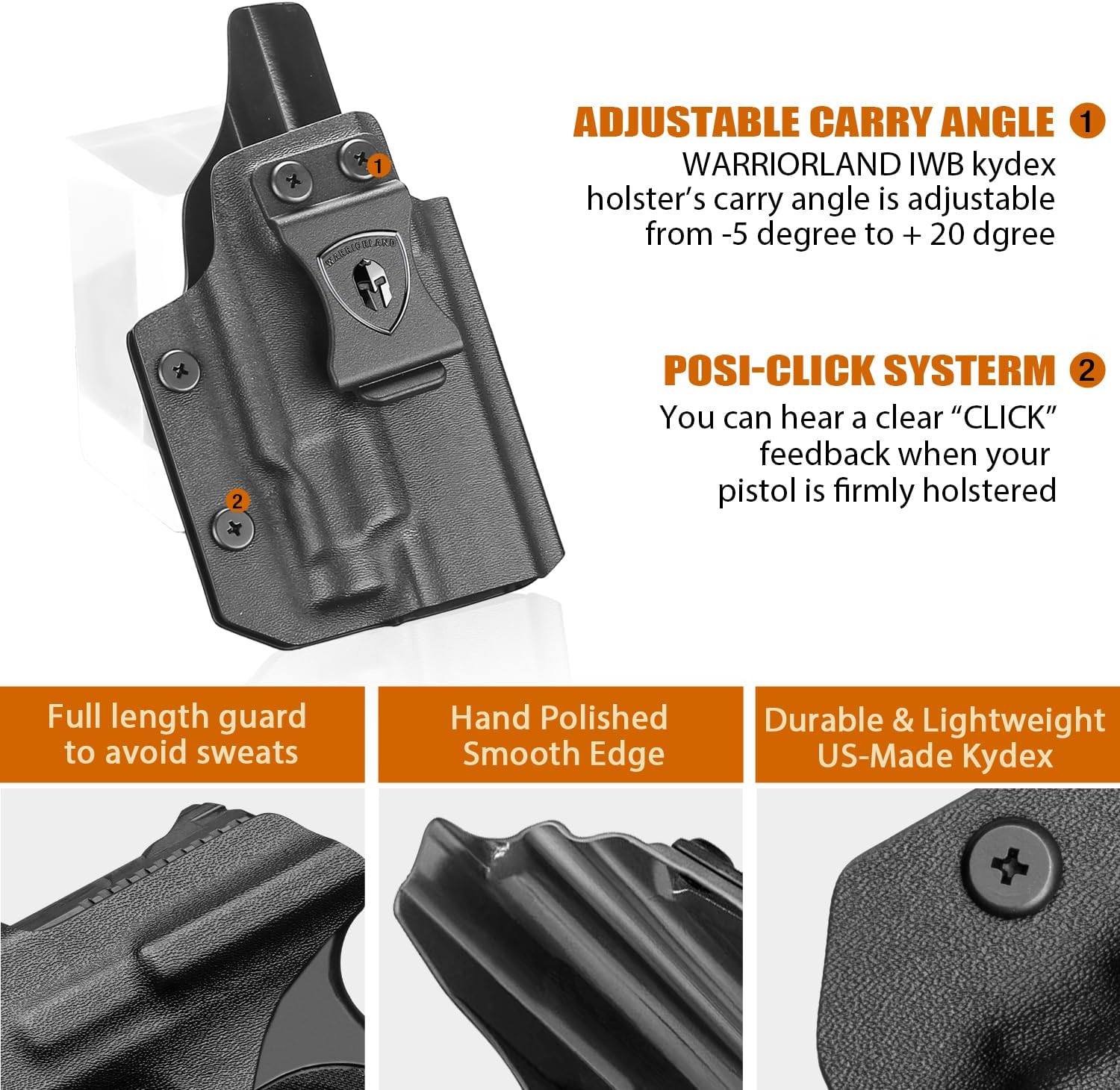 WARRIORLAND IWB Kydex Holster for Sig P365-XMACRO with TLR-7 X Sub or TLR-7 HL-X Sub, Light-Bearing Design, Optics Cut, Adjustable Cant & Posi-Click Retention, Right Hand Draw - WARRIORLAND